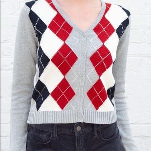 Brandy Melville Argyle button up sweater